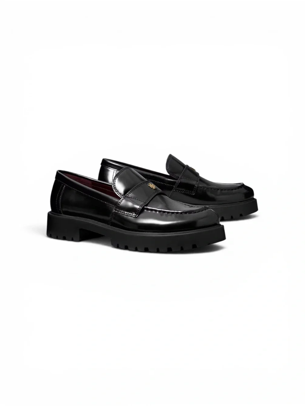 Tory Burch Classic Lug Loafer Black Patent Leather Sz 10